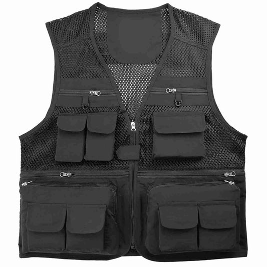 Fishing Vest Breathable Fishing Travel Mesh Vest with Zipper Pockets Summer Work Vest for Outdoor Activities